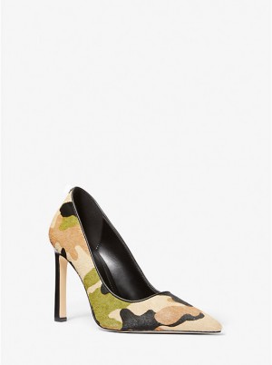 Michael Kors Amara Camouflage Print Calf Hair Naisten Korkokengät Oliivinvihreä | FICTB1733