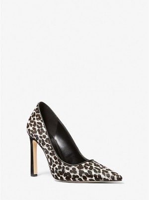 Michael Kors Amara Leopard Print Calf Hair Naisten Korkokengät Mustat | FIBEM1735