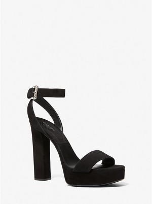 Michael Kors Anabelle Suede Platform Naisten Sandaalit Mustat | FIYXY1769