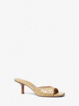 Michael Kors Anita Crocodile Embossed Leather Naisten Sandaalit DUNE | FIILI1771