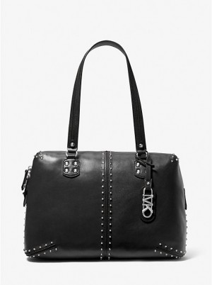 Michael Kors Astor Large Studded Leather Naisten Tote Mustat | FIEBK1241