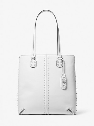 Michael Kors Astor Large Studded Leather Naisten Tote Valkoinen | FIWNL1242