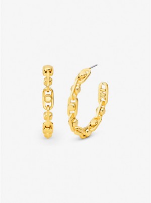 Michael Kors Astor Medium Precious Metal-Plated Brass Link Hoop Naisten Korvakorut Kultaiset | FILIJ1537