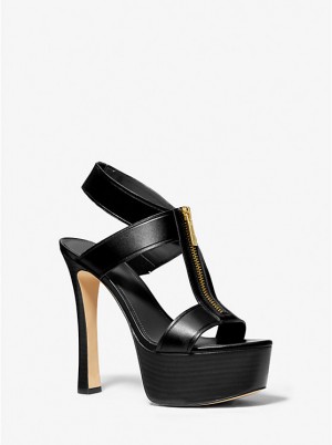 Michael Kors Berkley Leather Platform Naisten Sandaalit Mustat | FIMQM1789
