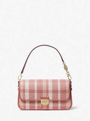 Michael Kors Bradshaw Small Woven Leather Convertible Naisten Olkalaukku Pinkki | FIAHS1181