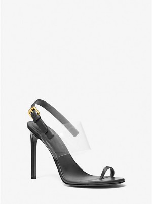 Michael Kors Catherine Leather and Vinyl Naisten Sandaalit Mustat | FIAHG1805