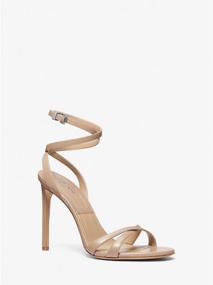 Michael Kors Chrissy Leather Naisten Sandaalit TAUPE | FIQMN1815