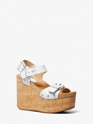 Michael Kors Colby Leather Wedge Naisten Sandaalit Valkoinen | FICTZ1837