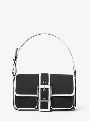 Michael Kors Colby Medium Two-Tone Neoprene Naisten Olkalaukku BLACK/WHITE | FIQMC1191