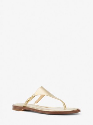 Michael Kors Daniella Metallic Leather Naisten Sandaalit Kultaiset | FILIT1849