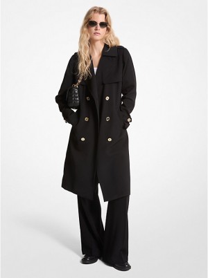 Michael Kors Draped Woven Trench Coat Naisten Takki Mustat | FIGSR1362