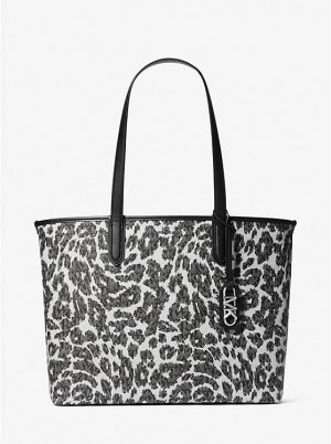 Michael Kors Eliza Extra-Large Leopard Logo Naisten Tote Mustat | FIRVB1247