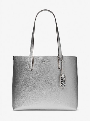 Michael Kors Eliza Extra-Large Metallic Pebbled Leather Reversible Naisten Tote Hopea | FITCN1248