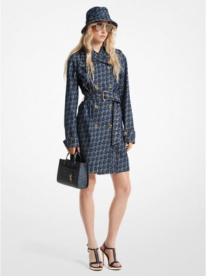 Michael Kors Empire Signature Logo Jacquard Denim Trench Coat Naisten Takki RINSE | FIKOU1365