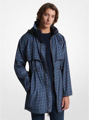 Michael Kors Empire Signature Logo Print Woven Anorak Miesten Takki Minttu Sininen | FITCH2184