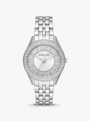 Michael Kors Harlowe Pavé Silver-Tone Naisten Kello Hopea | FIMQI1582