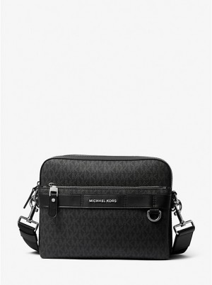 Michael Kors Hudson 2-in-1 Logo Miesten Crossbody Laukku Mustat | FIZUX2108
