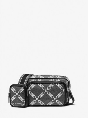 Michael Kors Hudson Empire Logo Jacquard Camera Miesten Crossbody Laukku Mustat | FILIC2109