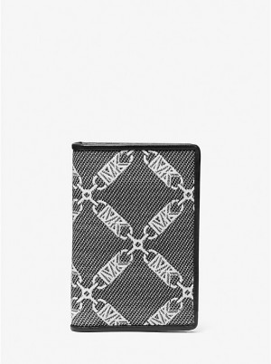 Michael Kors Hudson Empire Logo Jacquard Bi-fold Miesten Korttikotelo Mustat | FINWA2152