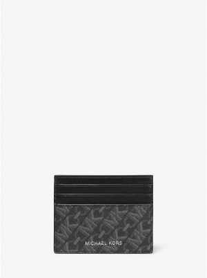 Michael Kors Hudson Empire Signature Logo Tall Miesten Korttikotelo Mustat | FIMQS2153
