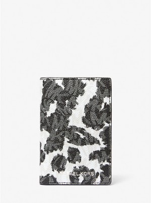 Michael Kors Hudson Leopard Logo Bi-Fold Miesten Korttikotelo Mustat | FIMQD2154