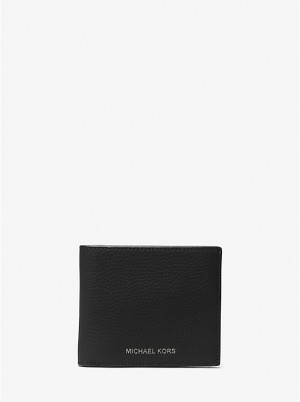 Michael Kors Hudson Pebbled Leather Billfold Miesten Lompakko Mustat | FIGSB2165