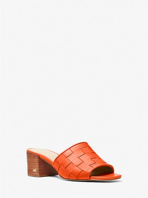 Michael Kors Ingrid Woven Leather Mule Naisten Sandaalit Oranssi | FIAHU1878