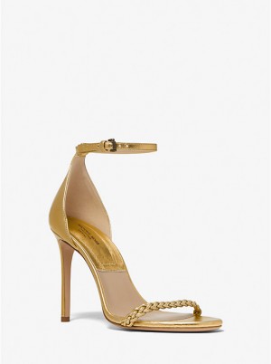 Michael Kors Joslyn Metallic Leather Naisten Sandaalit ANTIQUE BRASS | FINWB1895