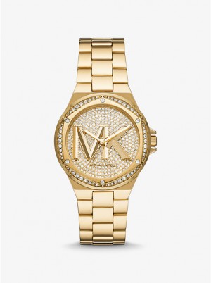 Michael Kors Lennox Pavé Logo Gold-Tone Logo Naisten Kello Kultaiset | FIVRA1585