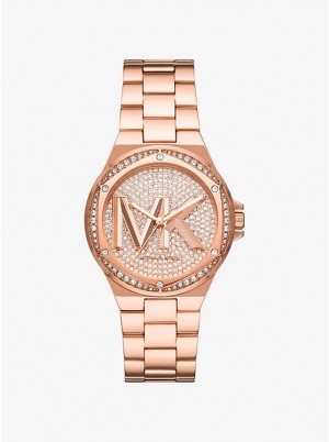 Michael Kors Lennox Pavé Logo Rose Gold-Tone Naisten Kello Pinkki Kultaiset | FICTS1586