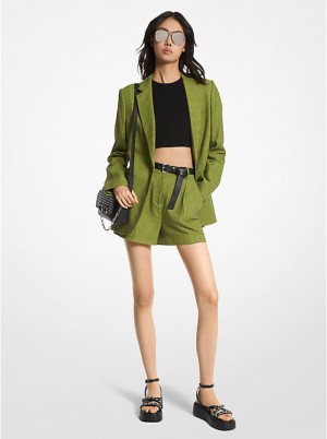 Michael Kors Linen Blend Boyfriend Blazer Naisten Takki BRT LIMEADE | FIDFW1387