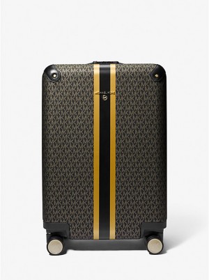Michael Kors Metallic Logo Stripe Miesten Matkalaukut BLACK/GOLD | FIXYU2148
