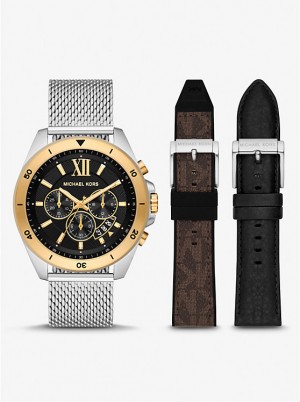 Michael Kors Oversized Brecken Two-Tone Mesh Gift Set Naisten Kello Ruskea | FIUZD1614