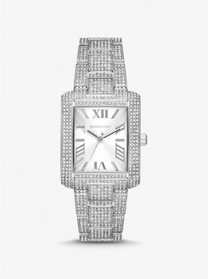 Michael Kors Oversized Emery Pavé Silver-Tone Naisten Kello Hopea | FIJPV1624