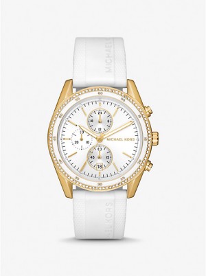 Michael Kors Oversized Hadyn Pavé Gold-Tone Naisten Kello Valkoinen | FILIN1626
