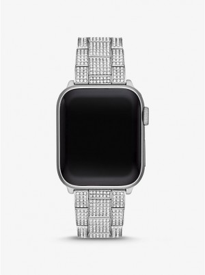 Michael Kors Pavé Silver-Tone Strap For Apple® Miesten Kello Hopea | FIFDW2089