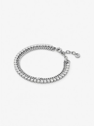 Michael Kors Precious Metal-Plated Brass Double Chain Tennis Naisten Rannekoru Hopea | FILIW1522