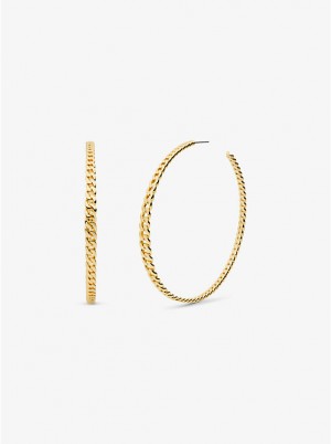 Michael Kors Precious Metal-Plated Brass Curb Link Hoop Naisten Korvakorut Kultaiset | FIJPL1539