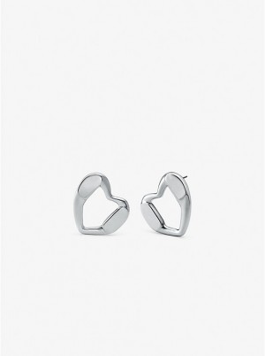 Michael Kors Precious Metal-Plated Brass Heart Stud Naisten Korvakorut Hopea | FIGSX1541