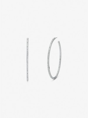 Michael Kors Precious Metal-Plated Brass Pavé Hoop Naisten Korvakorut Hopea | FIDFV1543