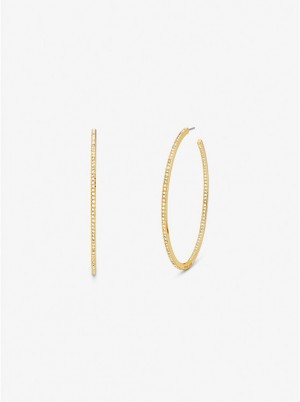 Michael Kors Precious Metal-Plated Brass Pavé Hoop Naisten Korvakorut Kultaiset | FISGB1544