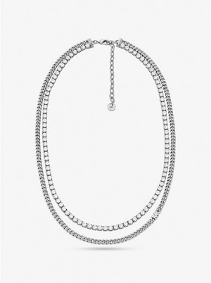 Michael Kors Precious Metal-Plated Brass Double Chain Tennis Naisten Kaulakoru Hopea | FIYXF1561