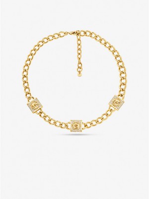 Michael Kors Precious Metal-Plated Brass Pavé Lock Trio Naisten Kaulakoru Kultaiset | FIPJK1565