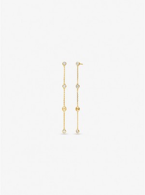 Michael Kors Precious Metal-Plated Sterling Silver Cubic Zirconia Drop Naisten Korvakorut Kultaiset | FIILQ1548