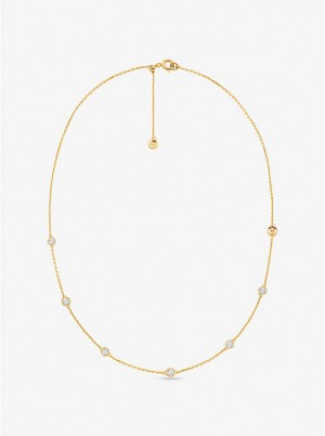 Michael Kors Precious Metal-Plated Sterling Silver Cubic Zirconia Naisten Kaulakoru Kultaiset | FISGZ1567