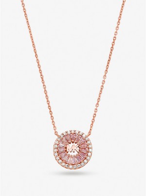 Michael Kors Precious Metal-Plated Sterling Silver Pavé Halo Naisten Kaulakoru Pinkki Kultaiset | FIKOM1573