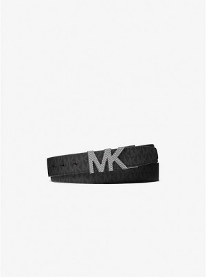 Michael Kors Reversible Logo and Leather Miesten Vyö Mustat | FICTS2045