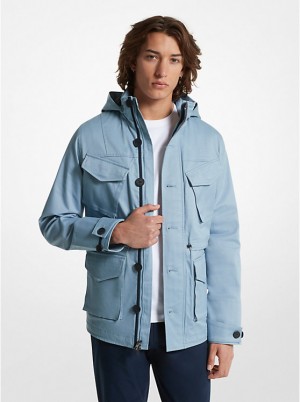 Michael Kors Stretch Cotton Hooded Field Miesten Takki CHAMBRAY | FIFDN2193