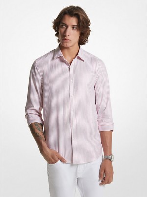 Michael Kors Striped Stretch Cotton Oxford Miesten Paita Pinkki | FIWNA2233