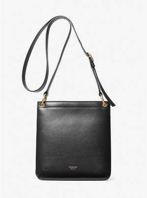 Michael Kors Tate Small Leather Messenger Naisten Tote Mustat | FINWX1271